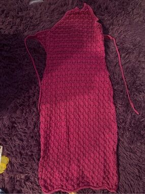 Knit Halter Swim Cover-Up in Berry Pink